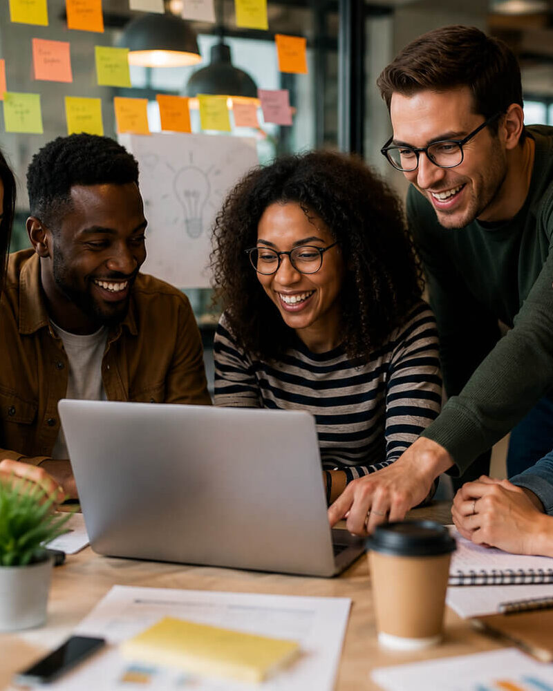 Employees working together to improve productivity and achieve shared goals.